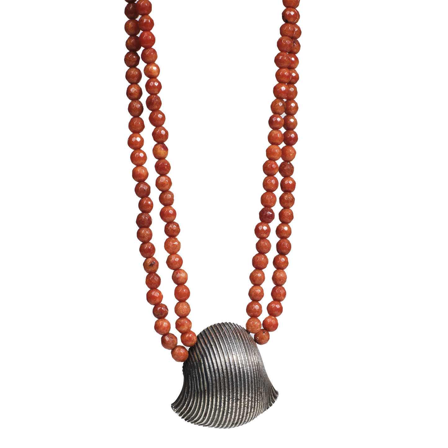 Collana Conchiglione in argento con Doppio Filo di Corallo - Collezione Granianum