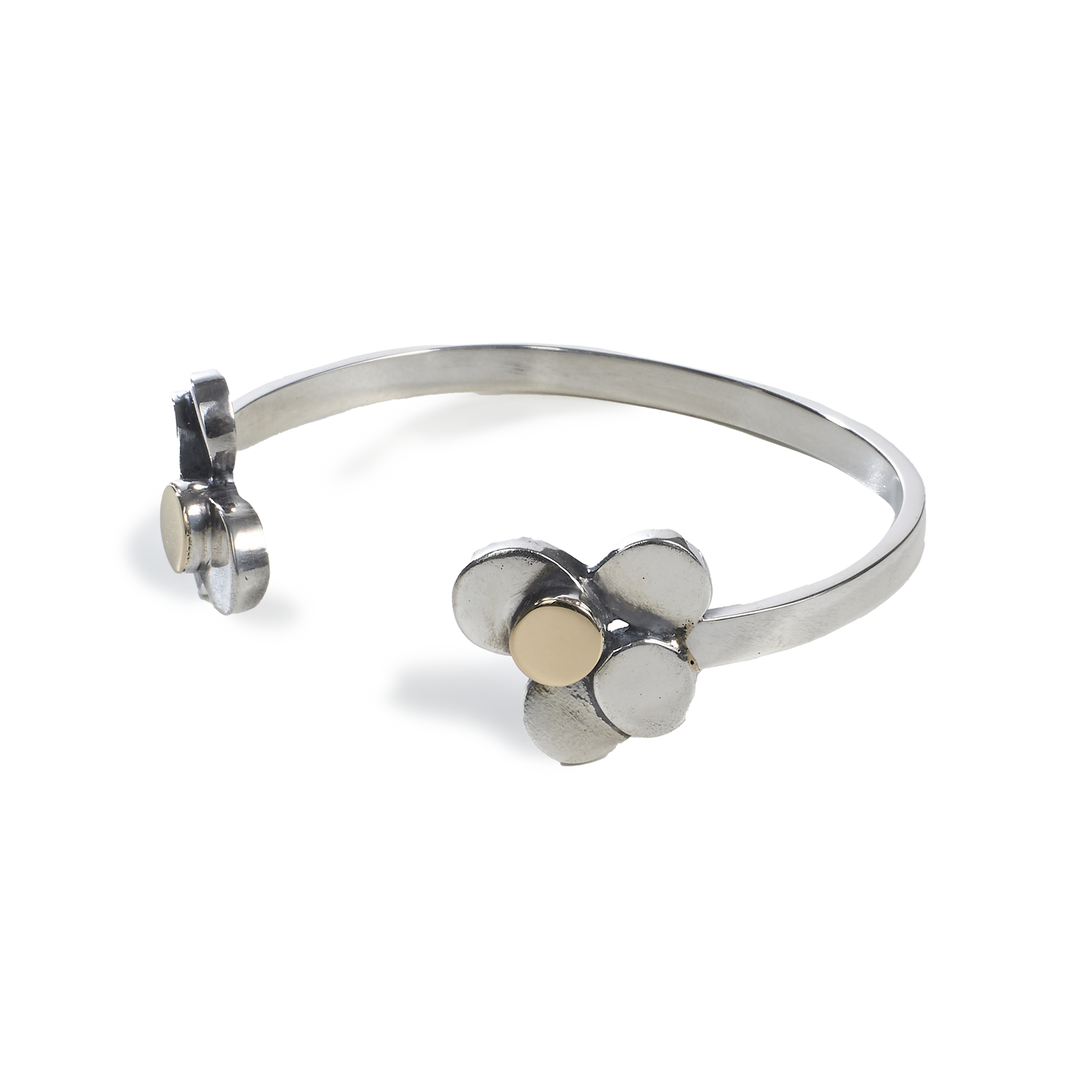 Bracciale Rigido "Cerchi" in Argento e Oro 18kt - Collezione Volumetrica