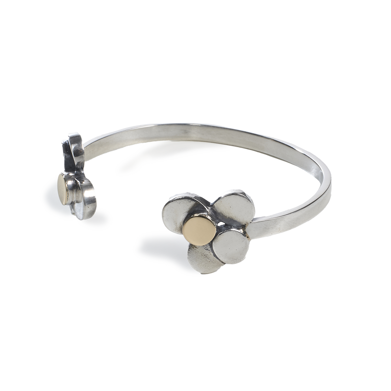 Bracciale Rigido "Cerchi" in Argento e Oro 18kt - Collezione Volumetrica
