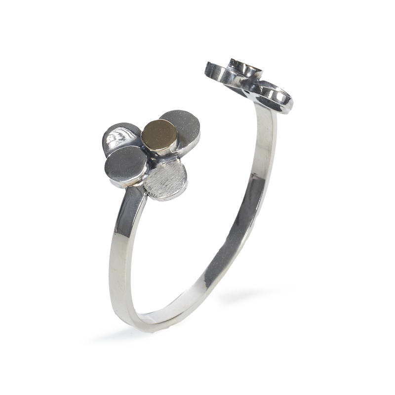 Bracciale Rigido "Cerchi" in Argento e Oro 18kt - Collezione Volumetrica