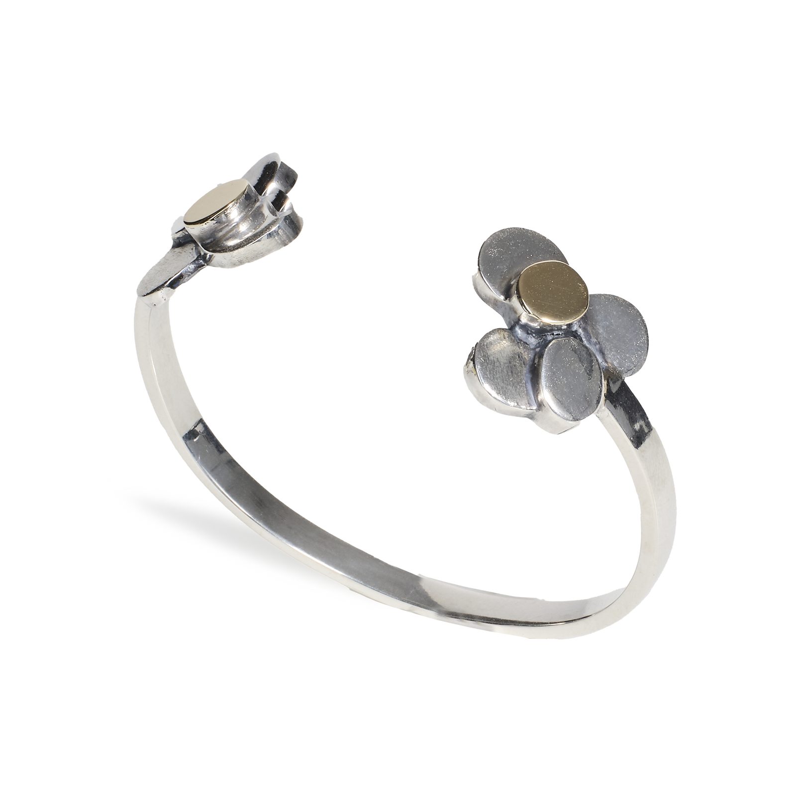 Bracciale Rigido "Cerchi" in Argento e Oro 18kt - Collezione Volumetrica