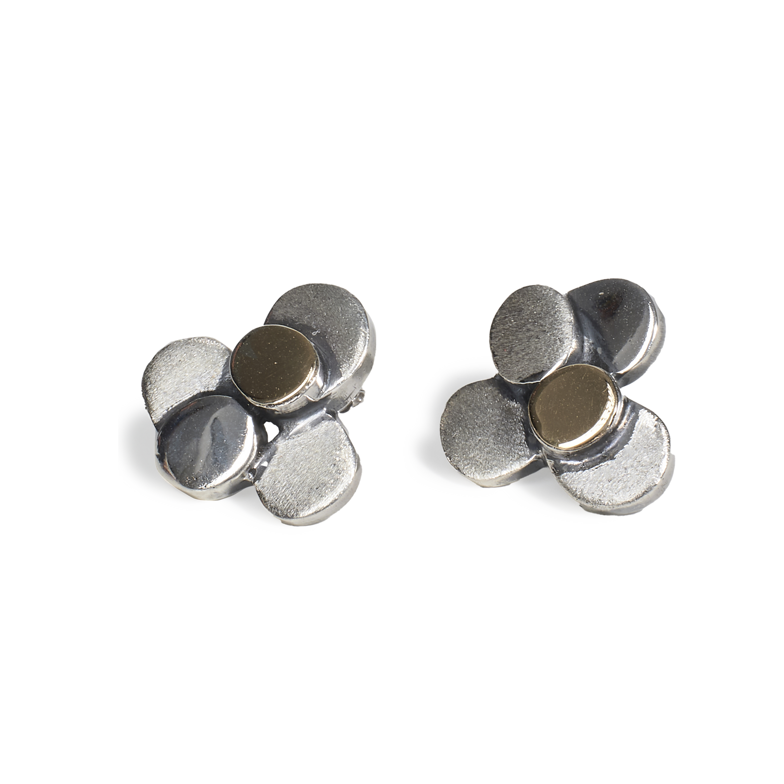 Orecchini "Fiori" in Argento e Oro 18kt - Collezione Volumetrica