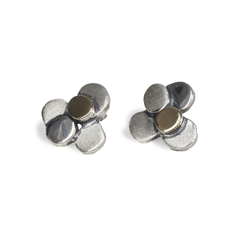 Orecchini "Fiori" in Argento e Oro 18kt - Collezione Volumetrica