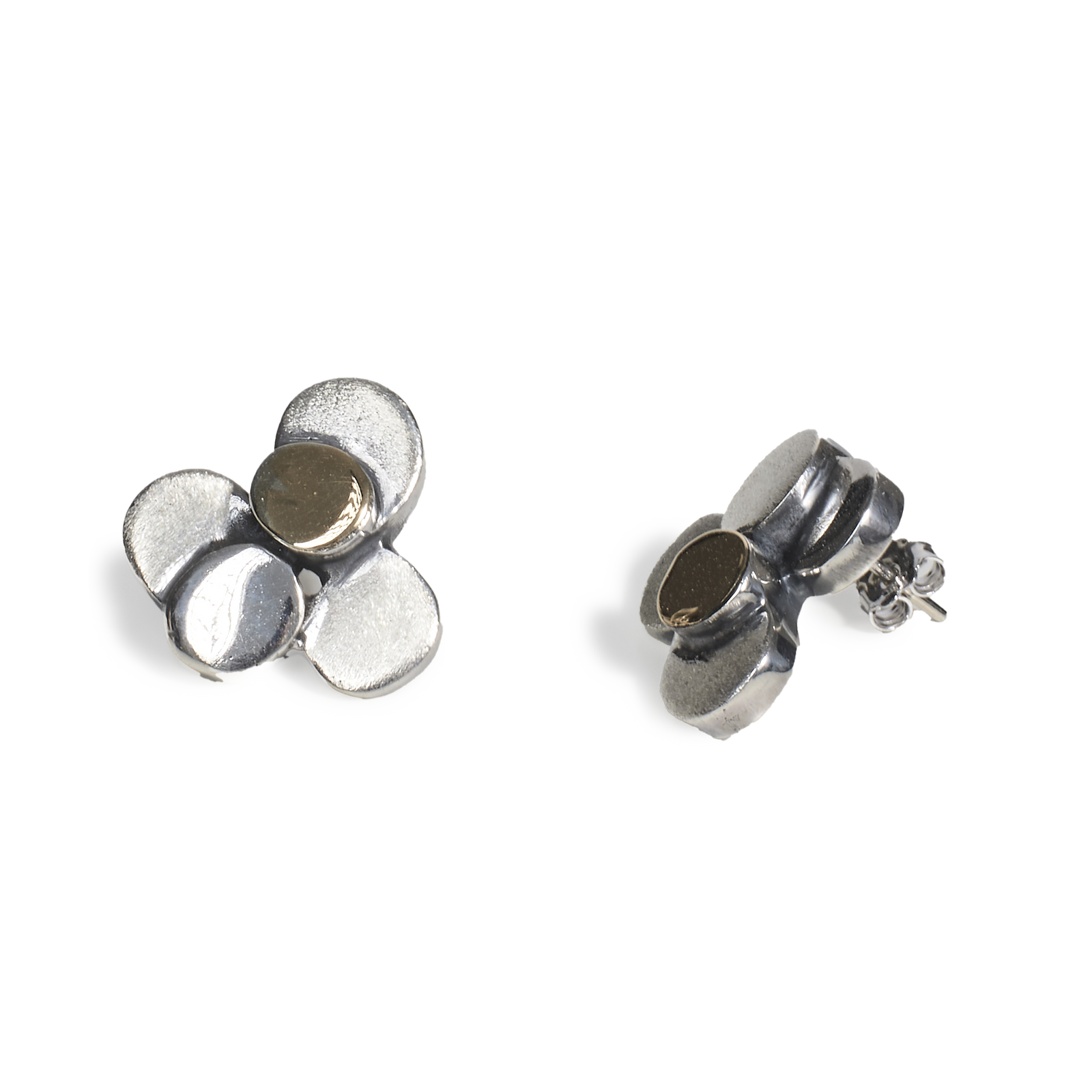 Orecchini "Fiori" in Argento e Oro 18kt - Collezione Volumetrica