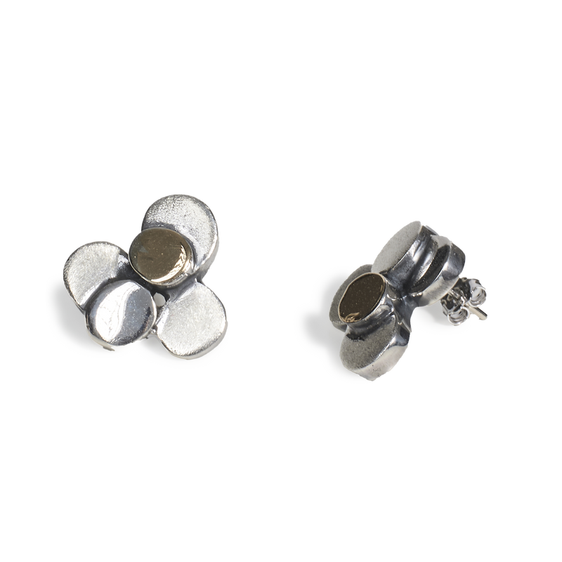 Orecchini "Fiori" in Argento e Oro 18kt - Collezione Volumetrica