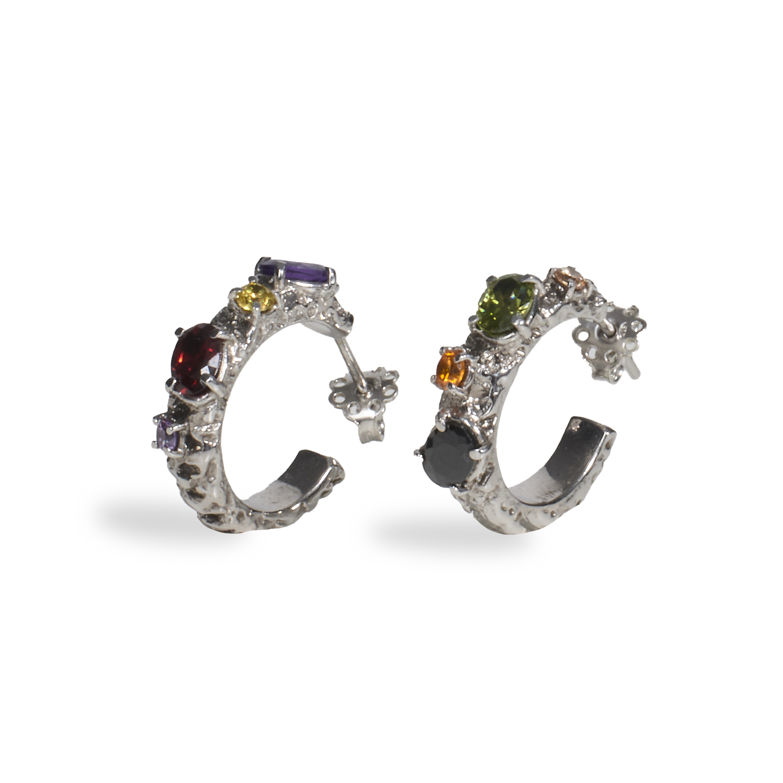 Orecchini "Corteccia" con Gemme colorate - Collezione Corteccia Multicolor