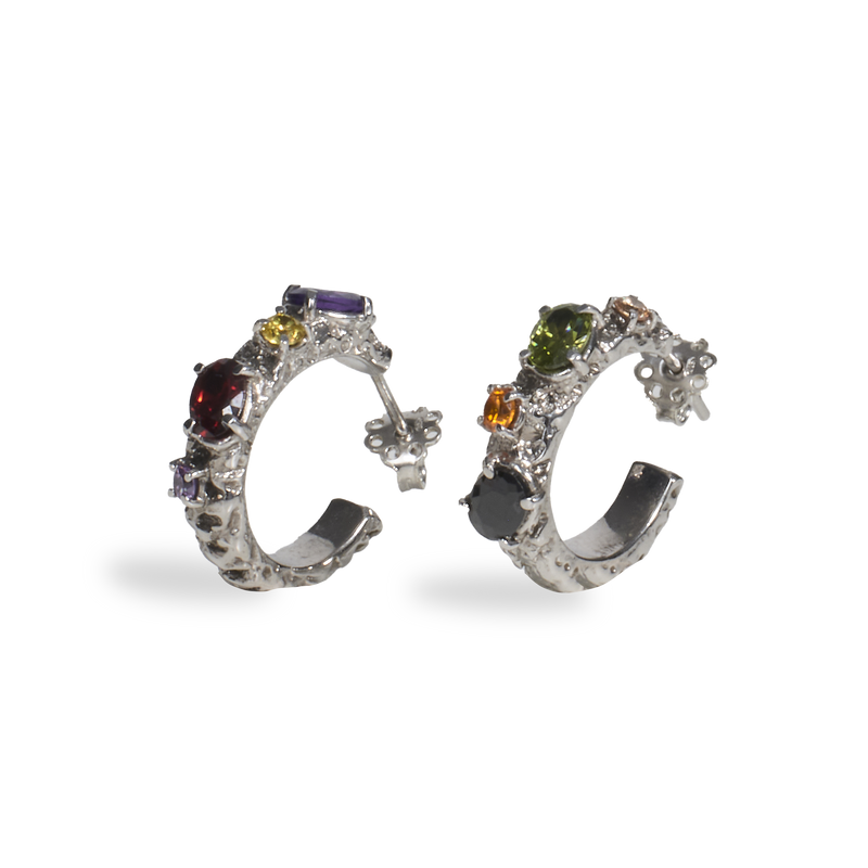 Orecchini "Corteccia" con Gemme colorate - Collezione Corteccia Multicolor
