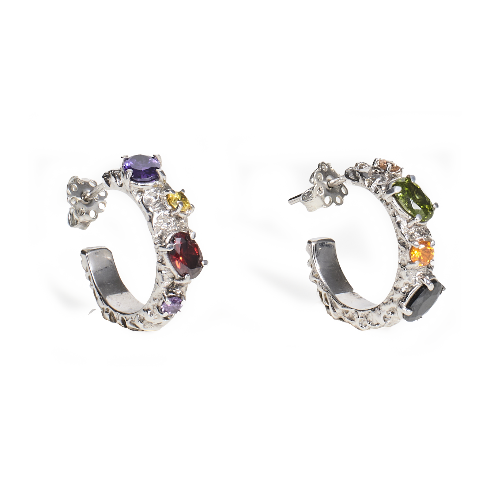 Orecchini "Corteccia" con Gemme colorate - Collezione Corteccia Multicolor