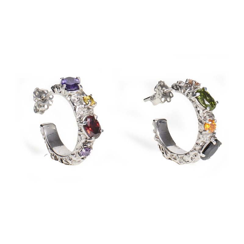 Orecchini "Corteccia" con Gemme colorate - Collezione Corteccia Multicolor