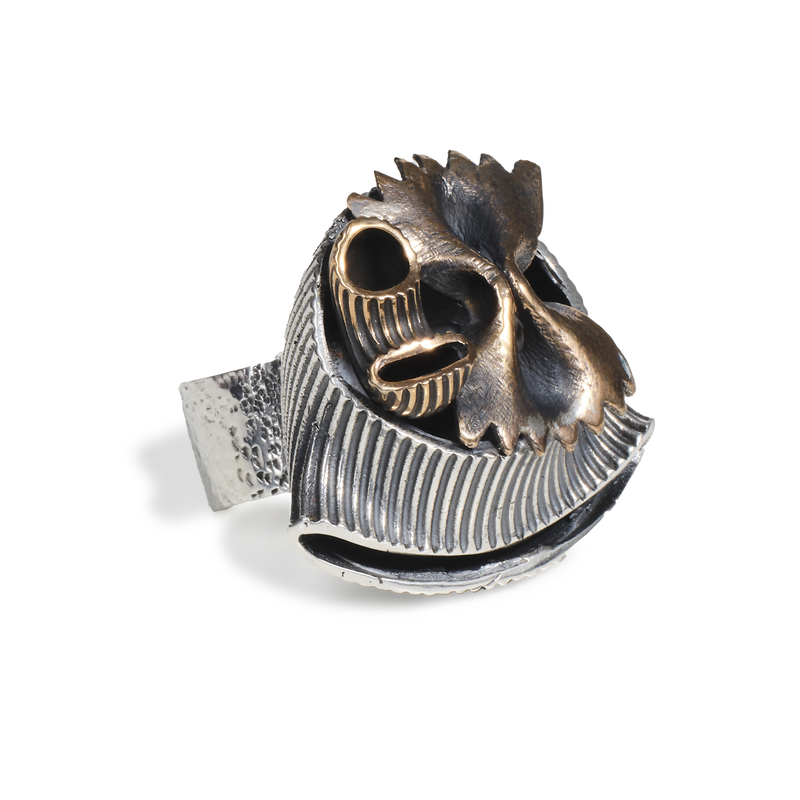 Anello Conchiglione Grande in Argento e Bronzo - Collezione Granianum