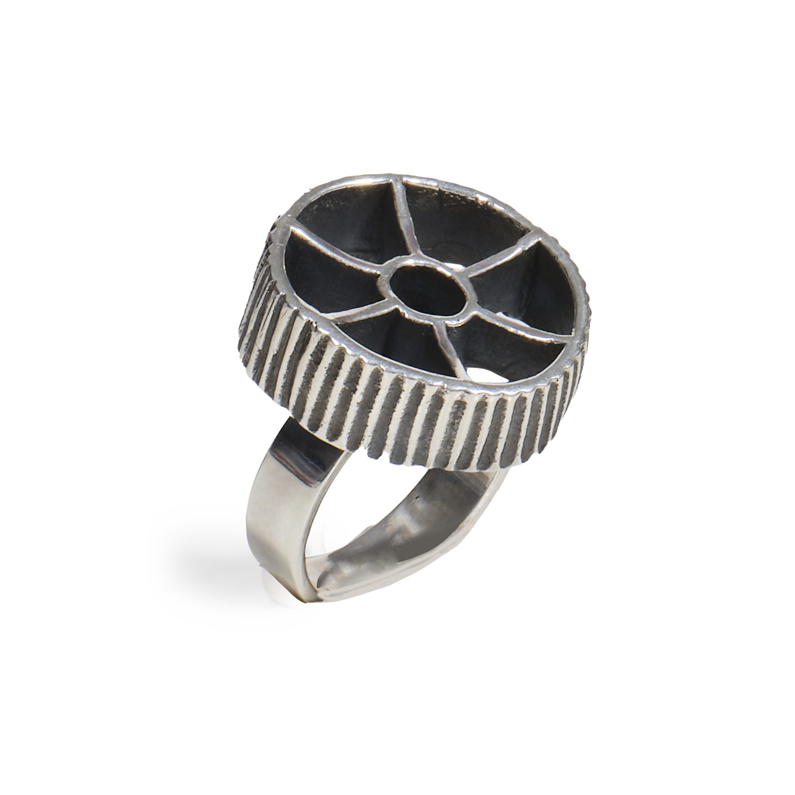 Anello "Ruota" in Argento Martellato - Collezione Granianum