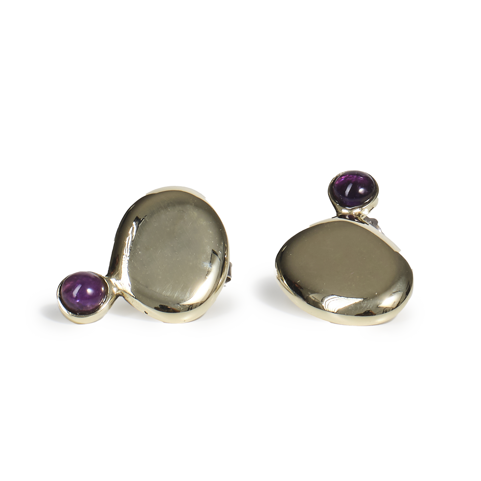 Orecchini Ciottoli in Argento o Bronzo con Ametista - Collezione Coriandoli