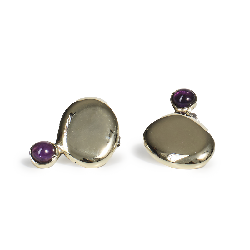 Orecchini Ciottoli in Argento o Bronzo con Ametista - Collezione Coriandoli