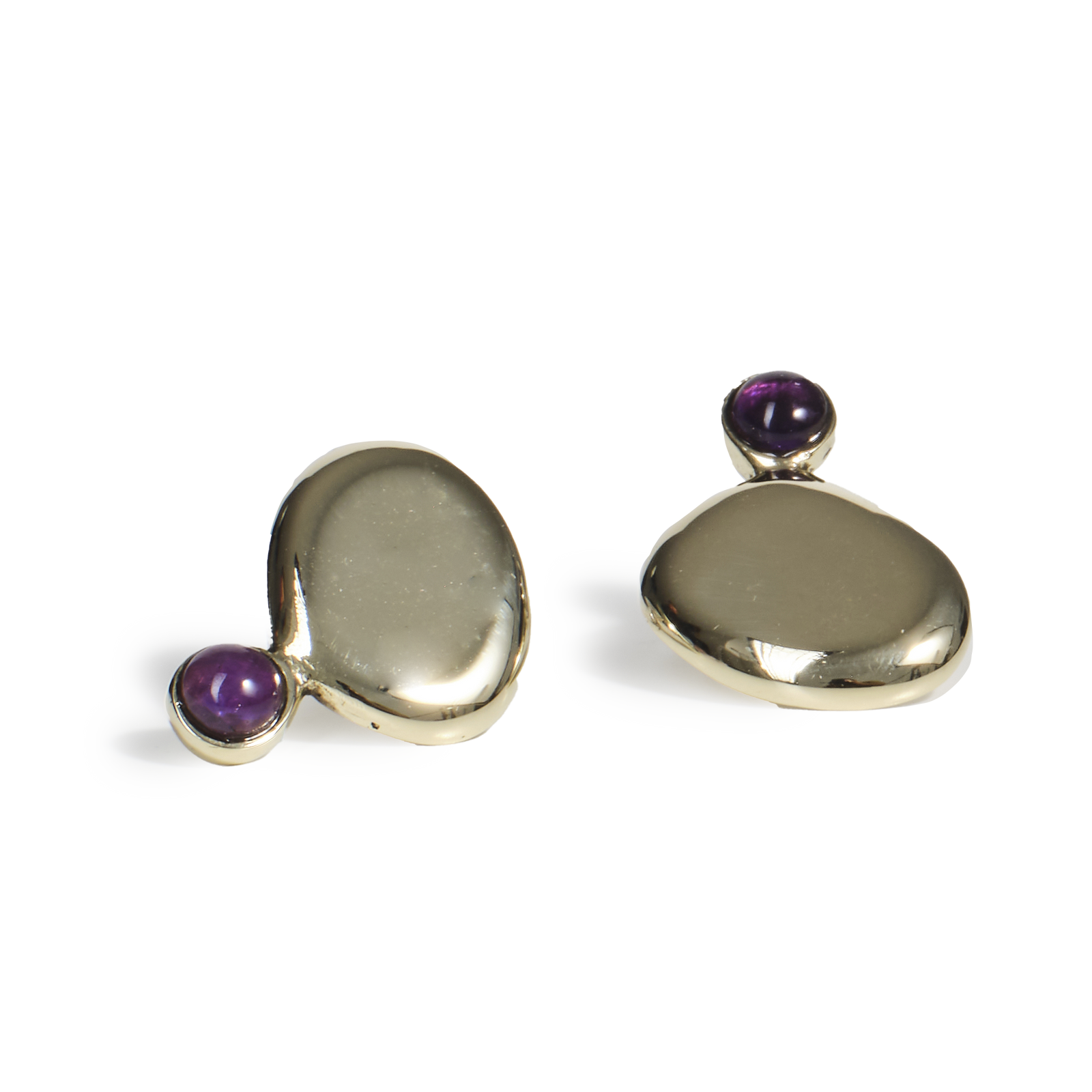 Orecchini Ciottoli in Argento o Bronzo con Ametista - Collezione Coriandoli