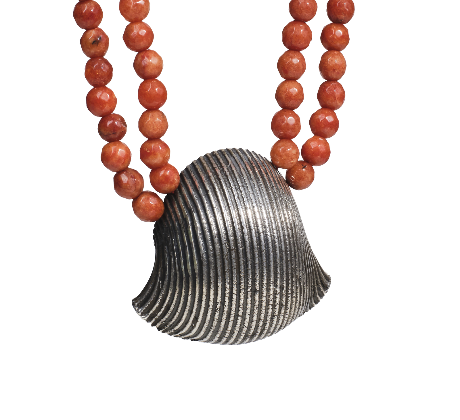 Collana Conchiglione in argento con Doppio Filo di Madrepora - Collezione Granianum