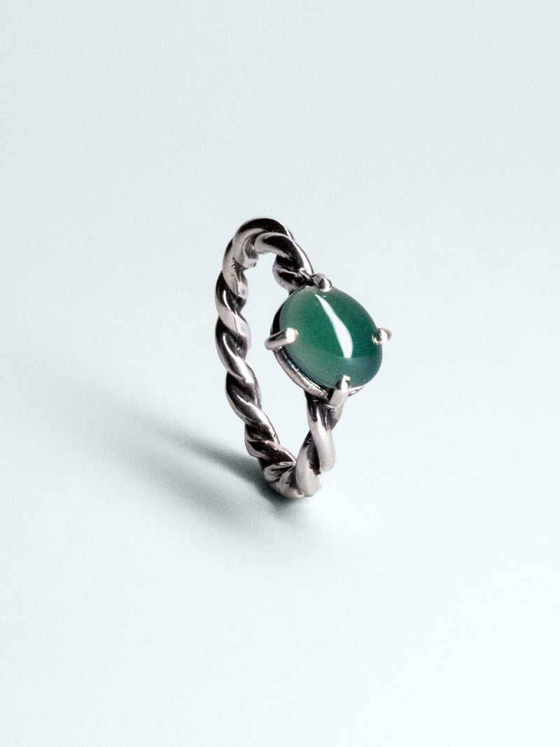 Anello Corda in Argento o Bronzo con Avventurina