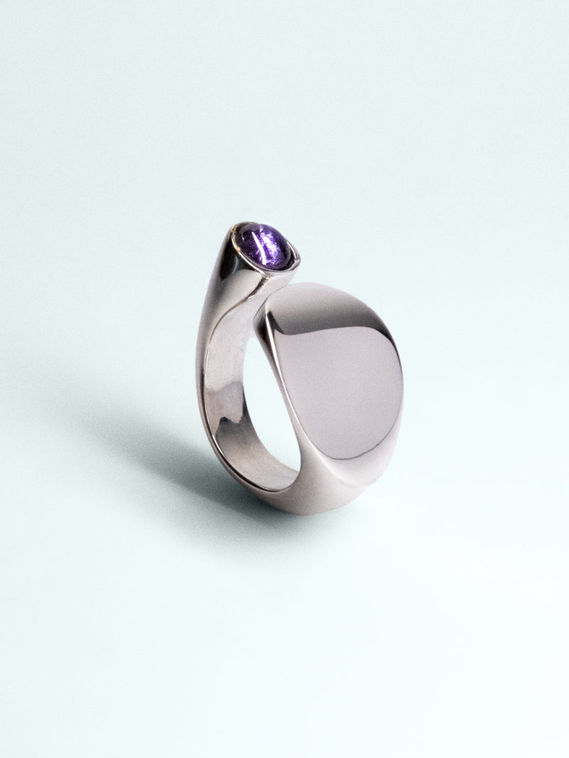Anello “coriandoli” in Argento o bronzo e pietra naturale