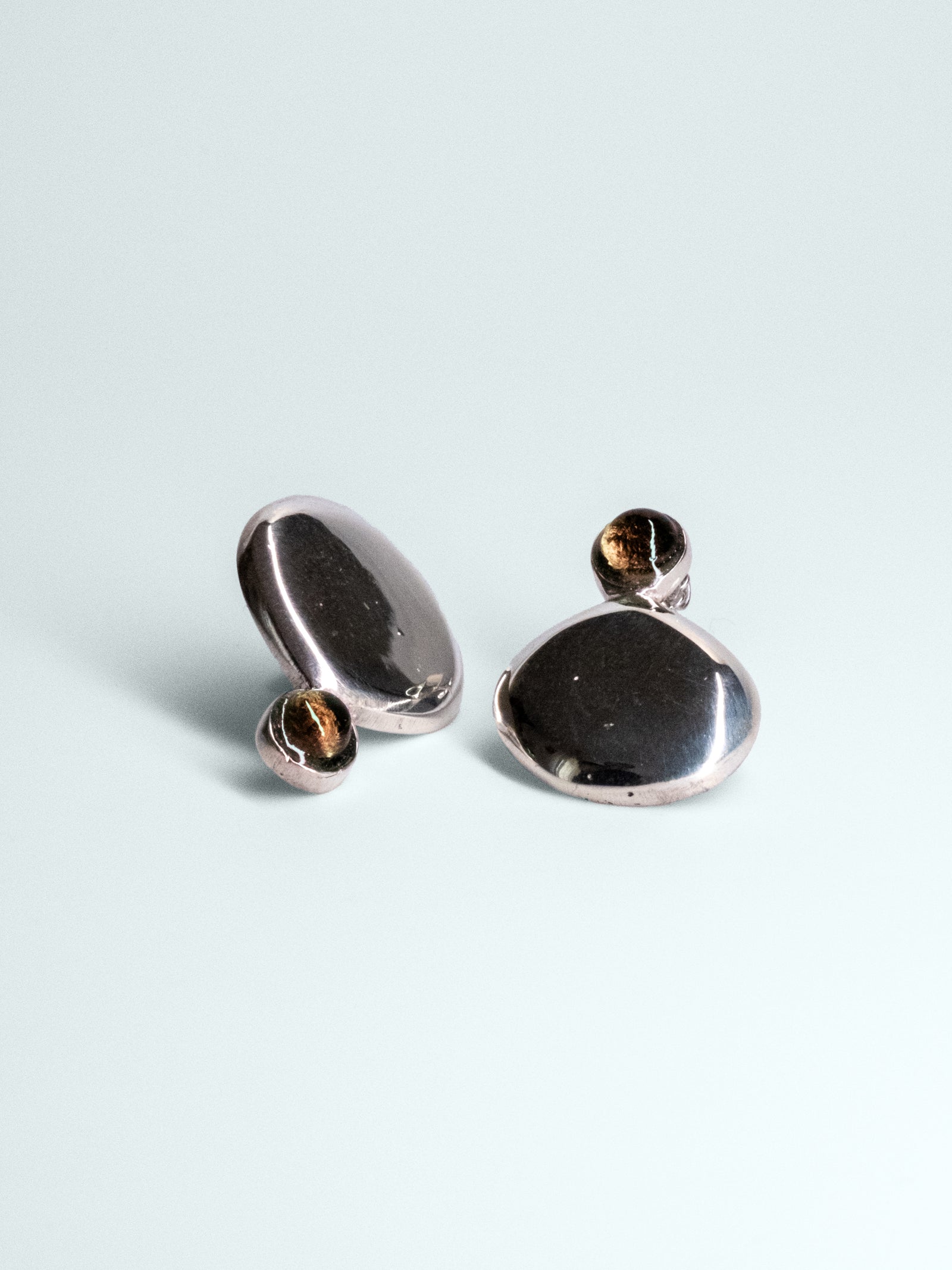 Orecchini Ciottoli in Argento o Bronzo con Ametista - Collezione Coriandoli