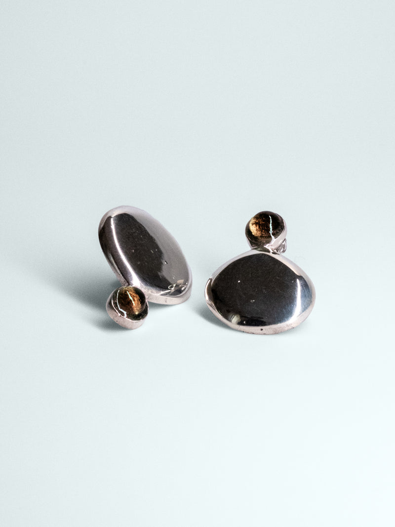 Orecchini Ciottoli in Argento o Bronzo con Ametista - Collezione Coriandoli