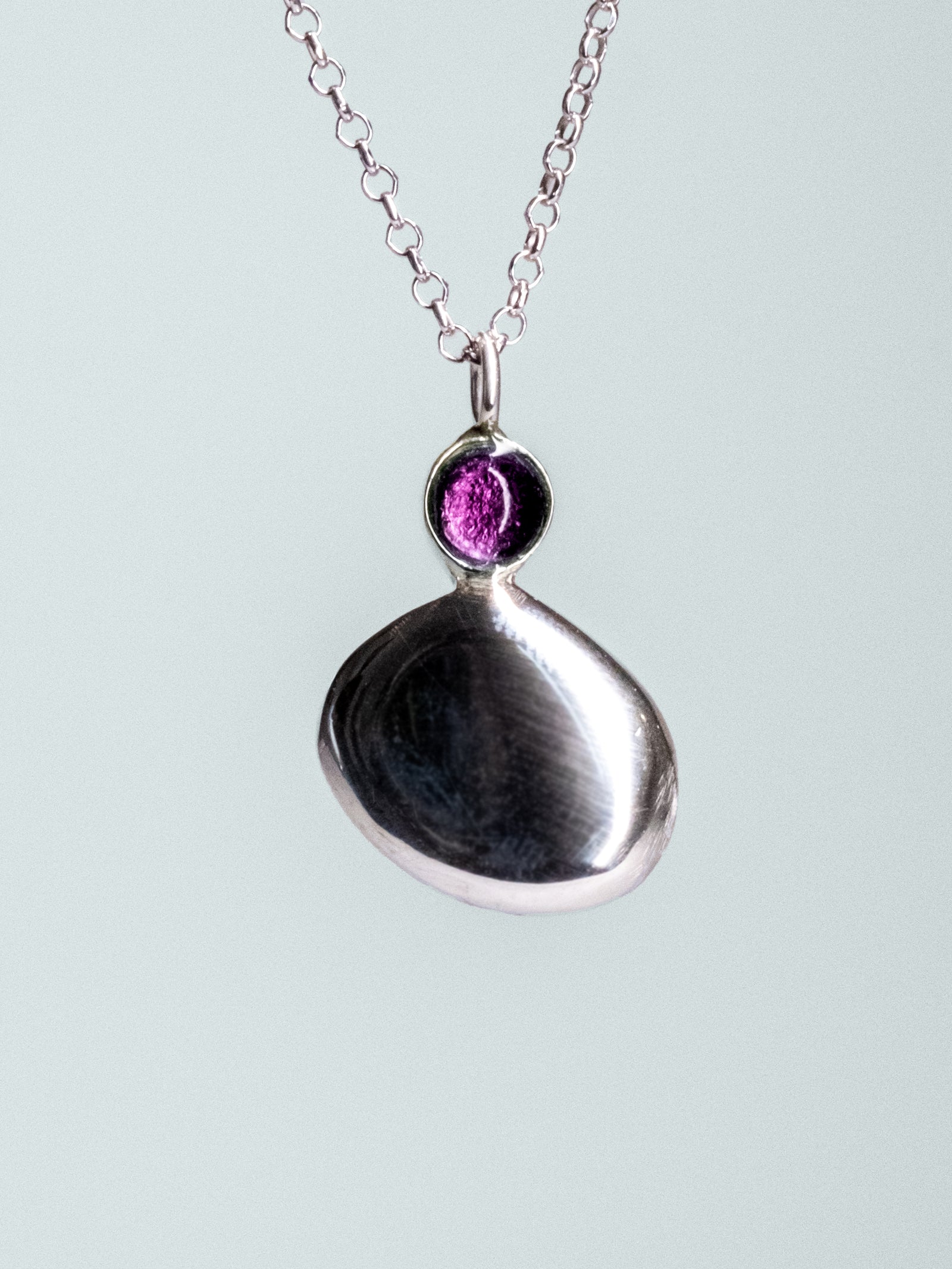 Collana con ciondolo Punto Luce in argento con pietra Naturale - Collezione Coriandoli
