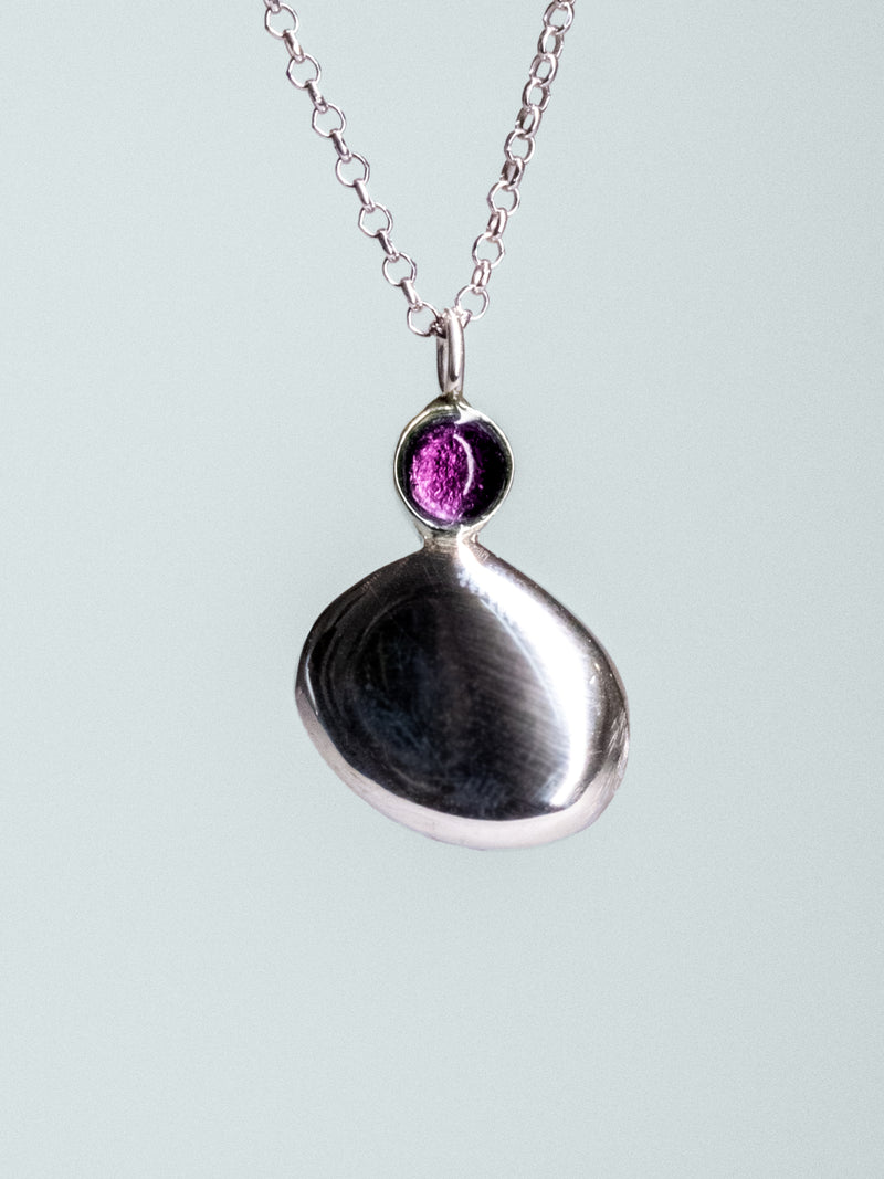 Collana con ciondolo Punto Luce in argento con pietra Naturale - Collezione Coriandoli
