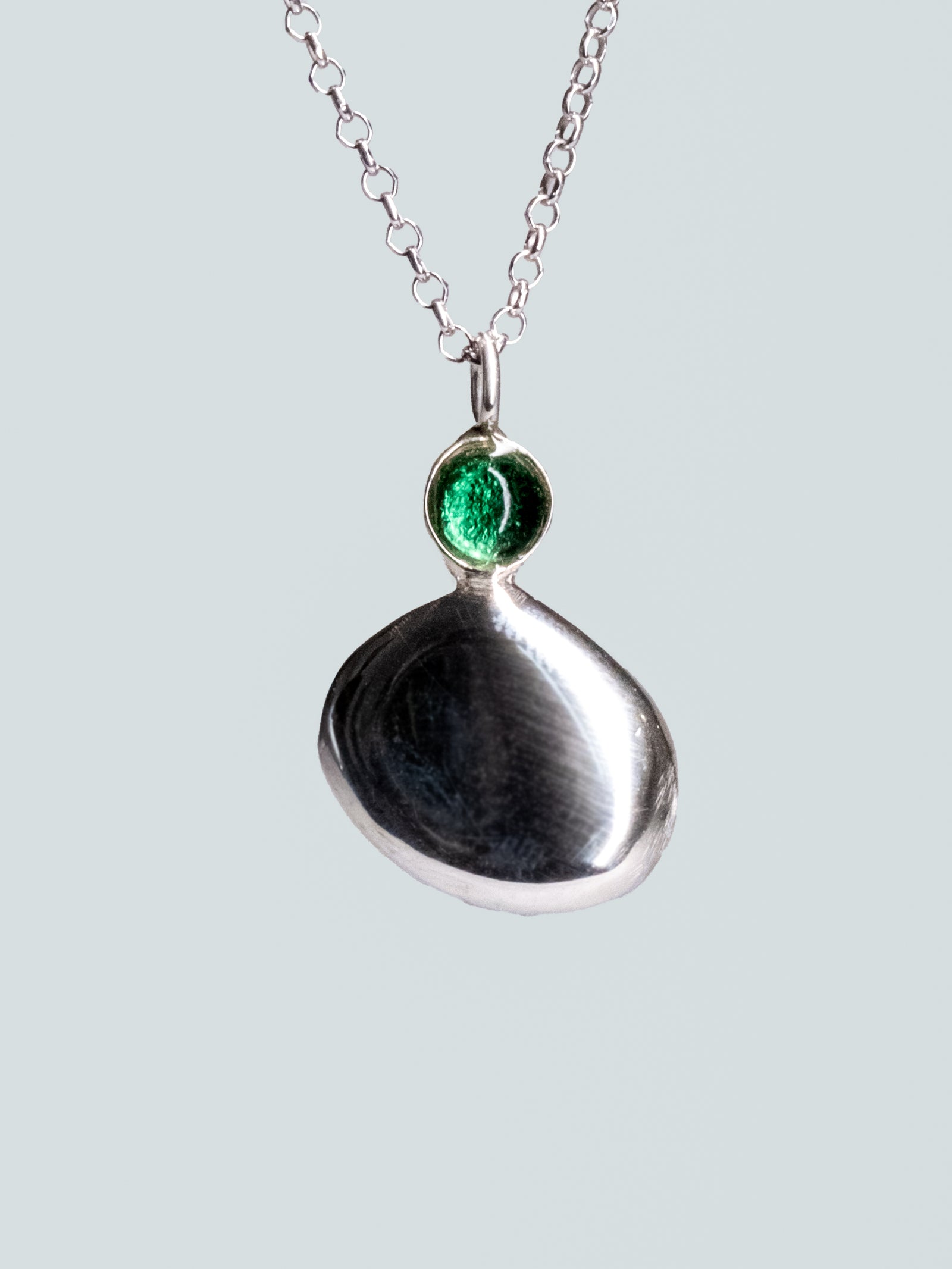 Collana con ciondolo Punto Luce in argento con pietra Naturale - Collezione Coriandoli