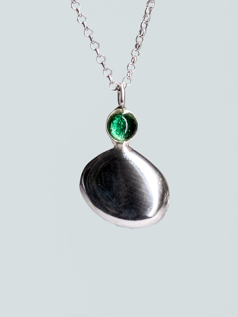 Collana con ciondolo Punto Luce in argento con pietra Naturale - Collezione Coriandoli